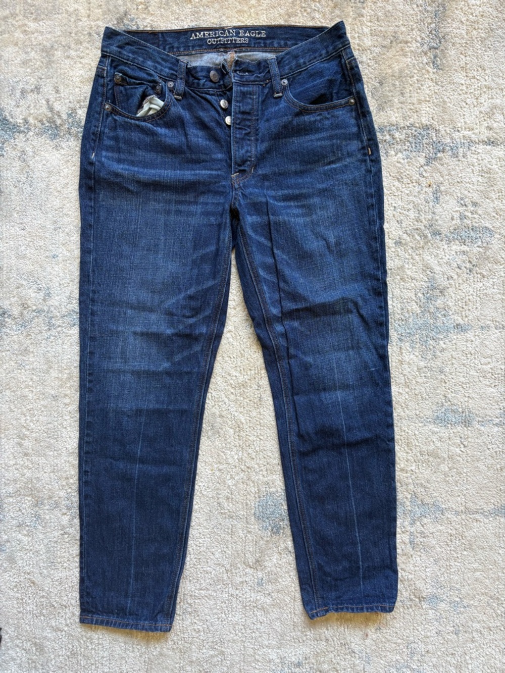 American Eagle Outfitters Women's Dark Blue High-Rise Vintage Jeans
